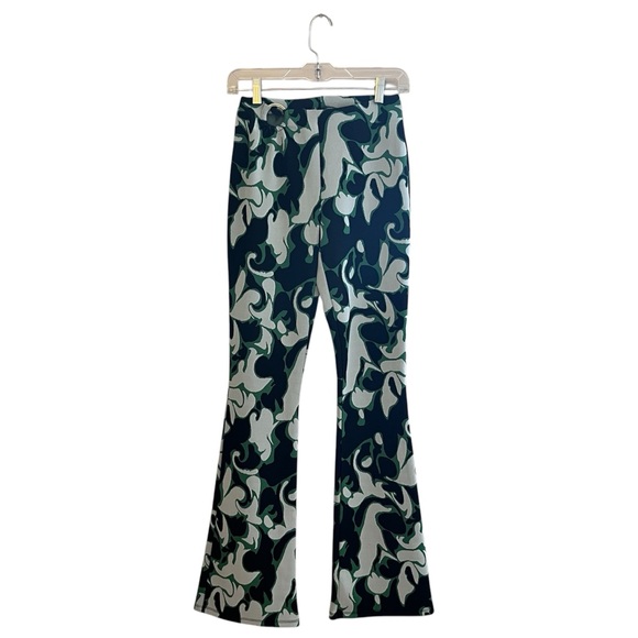 Zara Jacquard Elastic Waist Stretch Pants Black Green White Size Small‎ - Picture 1 of 8